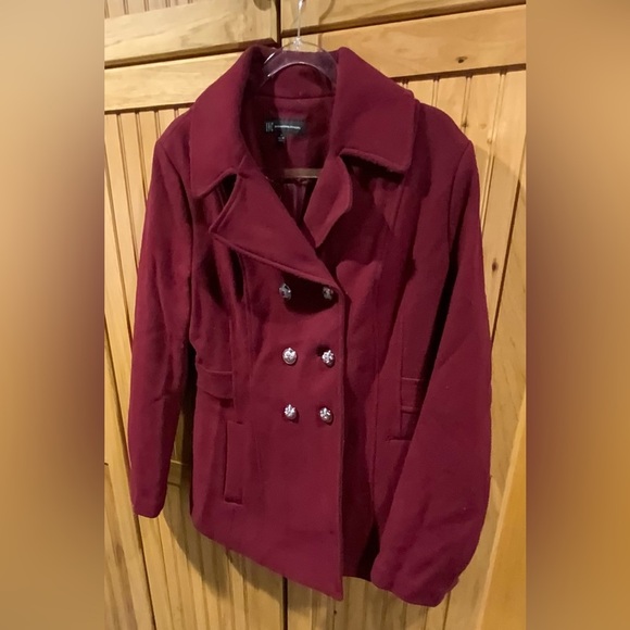 INC International Concepts Jackets & Blazers - INC International Concepts Deep Red Peacoat